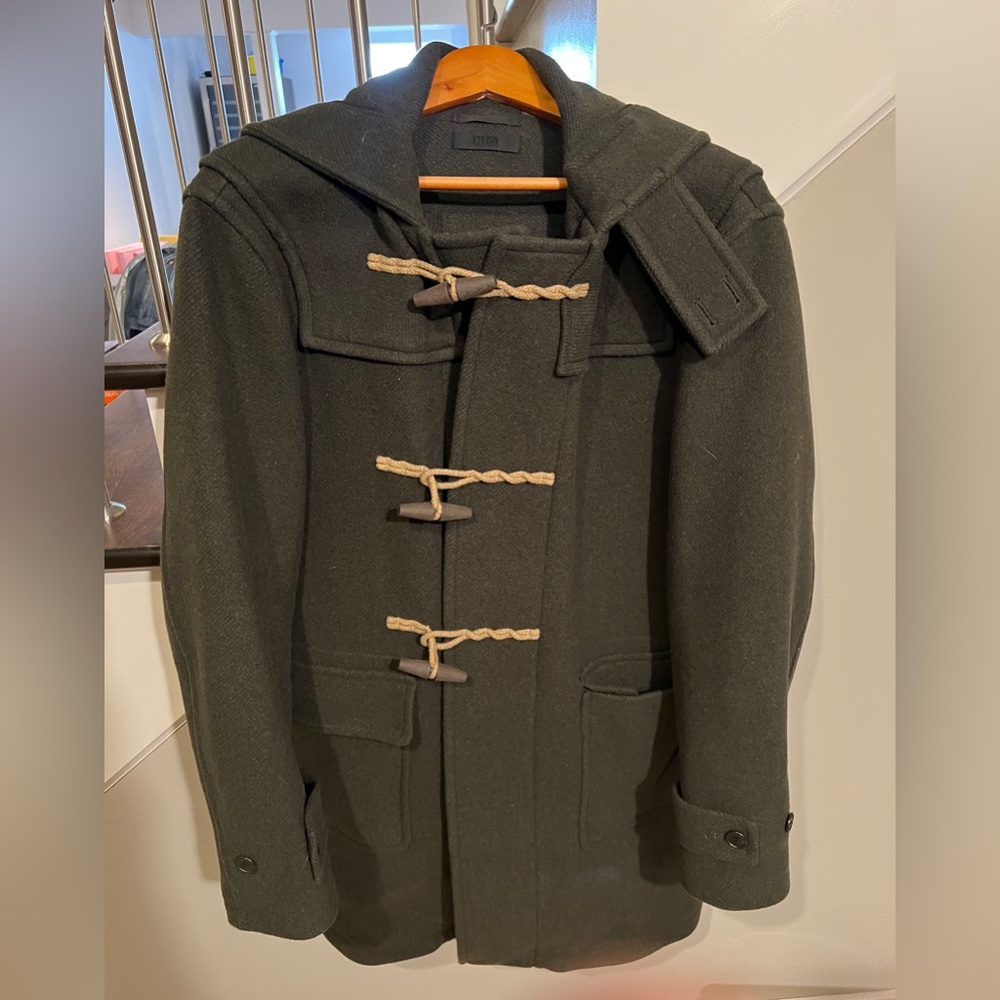 Uniqlo - coat with hood dark green